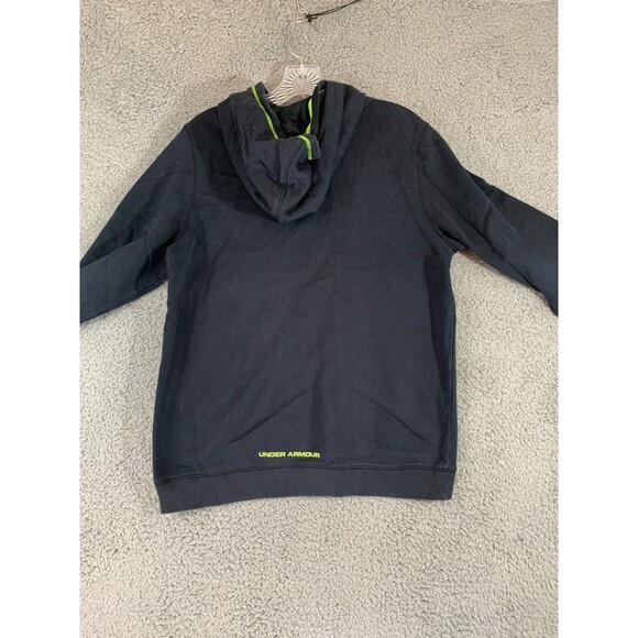 UnderArmor Youth Extra Large (XL) (YXL) Black Neon Green Pullover Hoodie Pockets - Picture 4 of 9